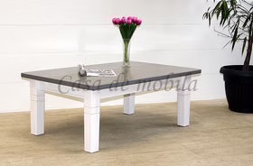 Couchtisch FJORD 120x46x78cm Landhaus Kiefer massiv 2farbig weiß grau lackiert von Casademobila Goslar