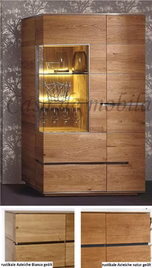 Vitrine 98x177x42cm ACERRO rustikale Asteiche massiv Vitrine 98x177x42cm ACERRO rustikale Asteiche massiv