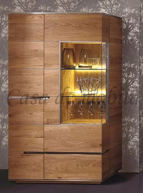 Highboard massive Asteiche Glaseinsätze