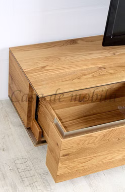 Echtholz TV-Lowboard 181x35x42cm ACERRO rustikale Asteiche massiv casademobila Goslar