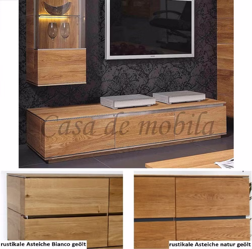 TV-Lowboard mit 3 Schubladen GR 181x35x42cm ACERRO Eichenholz natur geölt TV-Lowboard ACERRO GR 181x35x42cm rustikale Asteiche massiv natur, bianco geölt Casa de mobila Goslar