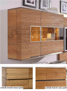 Massivholz Hängevitrine ACERRO griffleiste rechts 98x88x38cm rustikale Asteiche massiv natur oder Bianco geölt Casa de mobila Goslar Massivholz Hängevitrine ACERRO griffleiste rechts 98x88x38cm rustikale Asteiche massiv natur oder Bianco geölt Casa de mobila Goslar