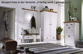 Garderobenbank mit schublade 127x87x42cm FJORD Kiefer 2farbig grau / gelaugt geölt Casa de mobila Goslar