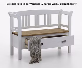 Massivholz Sitzbank mit Schublade 127x87x42cm FJORD Kiefer massiv weiß lasiert Casa de mobila Goslar Massivholz Sitzbank mit Schublade 127x87x42cm FJORD Kiefer massiv weiß lasiert Casa de mobila Goslar