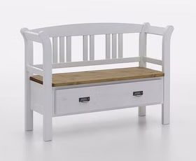 Sitzbank-weiss-gelaugt-Kiefer.jpg küchenbank mit 1 Schublade 127x87x42cm FJORD Kiefer massiv 2farbig weiß gelaugt geölt Casa de mobila Goslar