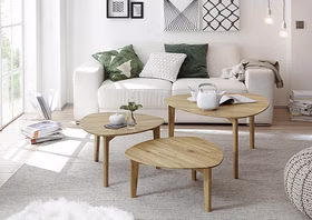 Couchtisch Set 3-teilig CAMILLA Asteiche massiv geölt massivholz Beistelltische dreieckig Set 3teilig CAMILLA wildeiche massiv natur geölt casademobila Goslar