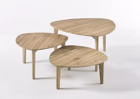 Couchtisch Set 3-teilig CAMILLA Asteiche massiv geölt massivholz Wohnzimmertische Dreieckige Set 3teilig CAMILLA Wildeiche massiv natur geölt casademobila Goslar