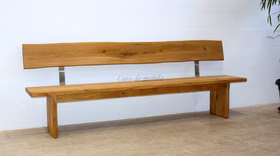 Küchenbank mit Baumkante und Lehne 260x92x49cm Zingst Asteiche massiv geölt Casa de mobila Goslar Küchenbank mit Lehne 260x92x49cm Zingst Baumkante Asteiche massiv geölt Casa de mobila Goslar