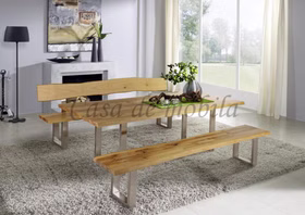 Sitzbank 160x92x49cm ZINGST Metallfüße Rückenlehne Wildeiche massiv geölt Sitzbank 160x92x49cm ZINGST Metallfüße Rückenlehne Wildeiche massiv geölt