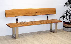 Sitzbank 160x92x49cm ZINGST Metallfüße Rückenlehne Wildeiche massiv geölt Sitzbank 160x92x49cm ZINGST Metallfüße Rückenlehne Wildeiche massiv geölt