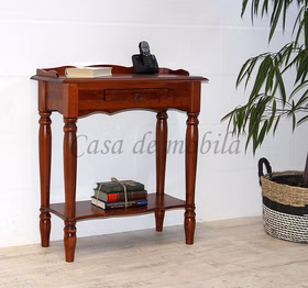 Konsolentisch 74x81x33cm VARESE Pappel kirschfarben lackiert Wandtisch mit gedrechselten beinen VARESE Pappel massiv kirschfarben lackiert von Casademobila Goslar