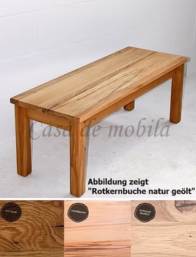 Massivholz Sitzbank TREVA 160x45x45cm Kernbuche, Asteiche massiv natur oder Bianco geölt Wimmer Casa de Mobila Goslar
