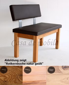 Bank mit lehne 120x83x53cm TREVA Leder gepolstert holz Sitzbank mit Lehnen 120x83x53cm TREVA Leder gepolstert, Holzbeine Buche oder Eiche von Casademobila Goslar