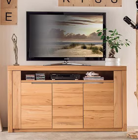 Massivholz TV-Kommode 173x94x45cm HORIZONT Kernbuche massiv natur geölt Casa de mobila Goslar