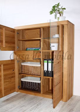 Highboard 115x137x40cm HORIZONT Wildeiche massiv natur geölt Highboard 115x137x40cm HORIZONT Wildeiche massiv natur geölt