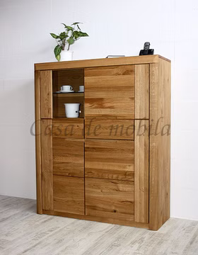 Highboard 115x137x40cm HORIZONT Wildeiche massiv natur geölt Highboard 115x137x40cm HORIZONT Wildeiche massiv natur geölt