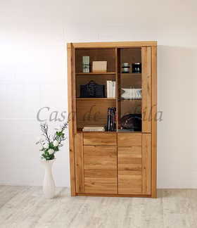 Vitrine 115x203x40cm HORIZONT Wildeiche massiv natur geölt rechts Vitrine 115x203x40cm HORIZONT Wildeiche massiv natur geölt rechts