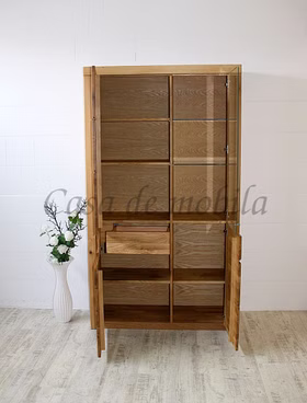Vitrine 115x203x40cm HORIZONT Wildeiche massiv natur geölt rechts Vitrine 115x203x40cm HORIZONT Wildeiche massiv natur geölt rechts