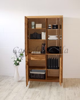 Vitrine 115x203x40cm HORIZONT Wildeiche massiv natur geölt rechts Vitrine 115x203x40cm HORIZONT Wildeiche massiv natur geölt rechts