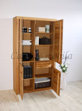 Vitrine 115x203x40cm HORIZONT Wildeiche massiv natur geölt links Vitrine 115x203x40cm HORIZONT Wildeiche massiv natur geölt links