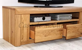 Massivholz TV-tisch flach mit Schubladen 128x45x40cm HORIZONT Wildeiche massiv natur geölt Casa de mobila Goslar Massivholz TV-tisch flach mit Schubladen 128x45x40cm HORIZONT Wildeiche massiv natur geölt Casa de mobila Goslar