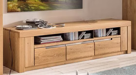 Massivholz TV-Lowboard mit Schubladen 173x45x40cm HORIZONT Wildeiche massiv natur geölt Casa de mobila Goslar