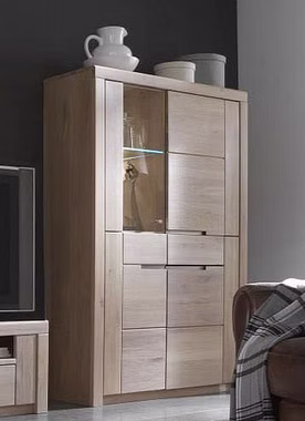 Highboard 115x170x40cm HORIZONT Wildeiche massiv Bianco geölt Casademobila Goslar