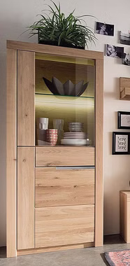 Vitrine 71x170x40cm HORIZONT Wildeiche massiv Bianco geölt Vitrine links 71x170x40cm HORIZONT Wildeiche massiv Bianco geölt Casa de mobila Goslar