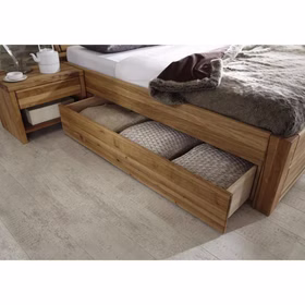 Schubladenbett 120x200 Beine 4 Komforthöhe Kopfteil 1 1 Seitenschublade Eiche geölt