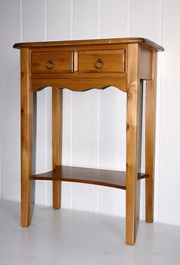 Wandtisch 57x80x36cm Pappel massiv honigfarben lackiert Massivholz Nachttisch mit schubladen und Ablage 57x80x36cm Pappel massiv honigfarben Casa de mobila Goslar