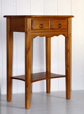 Wandtisch 57x80x36cm Pappel massiv honigfarben lackiert Massivholz Bürotisch mit schubladen und Ablage 57x80x36cm Pappel massiv Bernsteinfarben Casa de mobila Goslar