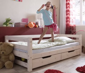 Massivholz Schubladenbett 90x200cm INFANSKIDS Kiefer massiv weiß lasiert Casa de mobila Goslar Massivholz Schubladenbett 90x200cm INFANSKIDS Kiefer massiv weiß lasiert Casa de mobila Goslar