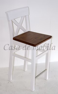 Barhocker 44x96x44cm FJORD Kiefer massiv 2farbig weiß lasiert / bernstein lackiert Barhocker 44x96x44cm FJORD Kiefer massiv 2farbig weiß lasiert / bernstein lackiert