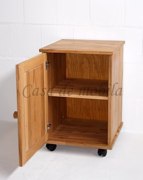 Massivholz Rollcontainer mit Holztür 46x69x49cm CONTRA Kernbuche oder Wildeiche natur geölt Casa de mobila Goslar