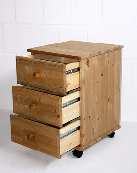 Rollcontainer 46x69x49cm CONTRA Kiefer massiv gelaugt geölt Standardgriffe Rollcontainer 46x69x49cm CONTRA Kiefer massiv gelaugt geölt Standardgriffe