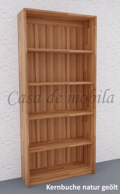 Massivholz Bücherregal mit Rückwand CONTRA 89x199x33cm kernbuche massiv natur geölt Casademobila Goslar