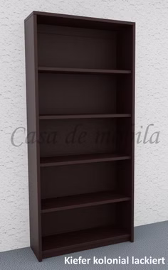 Massivholz Bücherregal mit Rückwand CONTRA 89x199x33cm kiefer massiv dunkelbraun kolonial lackiert Casademobila Goslar