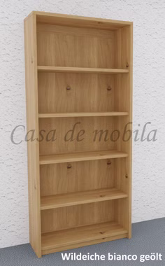 Massivholz Bücherregal mit Rückwand CONTRA 89x199x33cm Wildeiche massiv weiß bianco geölt Casademobila Goslar