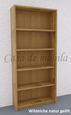 Massivholz Standregal mit Rückwand CONTRA 89x199x33cm Wildeiche massiv weiß bianco geölt Casademobila Goslar