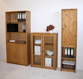 Massivholz bücherregale kiefer gelaugt geölt set 3 aktenschrank vitrinenschrank büroregal