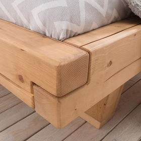 Balkenholzbett 180x200 UNIKAT Fichte rustikal massiv geölt Casa de mobila Goslar