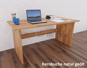 Massivholz Schreibtisch 160x74x78cm CONTRA Kernbuche massiv parkettverleimt natur geölt von Casademobila Goslar kaufen.