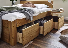 Schubladenbett 200x200 Beine 3 Luxushöhe Kopfteil 4 B 6 Seitenschubladen Kiefer gelaugt geölt Schubladenbett 200x200 Beine 3 Luxushöhe Kopfteil 4 B 6 Seitenschubladen Kiefer gelaugt geölt