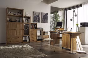 Bürotisch mit Rollcontainer Contra 160x74x78cm Wildeiche massiv natur geölt Massivholz Bürotisch mit Rollcontainer Contra 160x74x78cm Wildeiche massiv natur geölt Casa de mobila Goslar