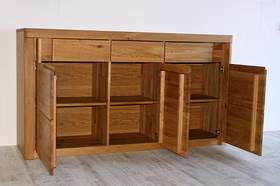 Massivholz Sideboard 3türig HORIZONT 173x94x45cm Asteiche massiv natur geölt Casa de mobila Goslar Massivholz Sideboard 3türig HORIZONT 173x94x45cm Asteiche massiv natur geölt Casa de mobila Goslar