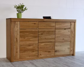 Massivholz Sideboard 3türig HORIZONT 173x94x45cm Wildeiche massiv natur geölt Casa de mobila Goslar Massivholz Sideboard 3türig HORIZONT 173x94x45cm Wildeiche massiv natur geölt Casa de mobila Goslar