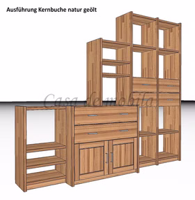 Stufenregal 223x197x46/33cm CONTRA Massivholz geölt Massivholz dachschräge regal mit schubladen 223x197x46/33cm CONTRA buche massiv natur geölt Casa de mobila Goslar