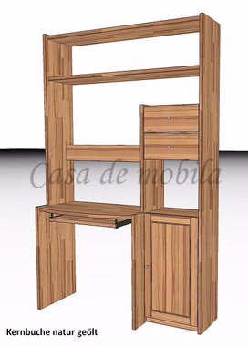 Massivholz Schreibtisch-Regal Kernbuche massiv geölt CONTRA casademobila Massivholz Schreibtisch-Regal Kernbuche massiv geölt CONTRA casademobila