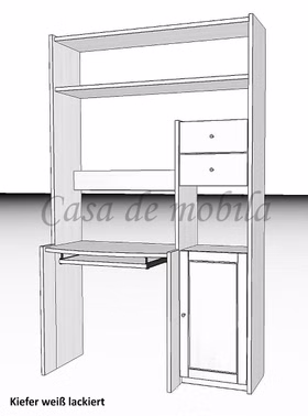 Massivholz Schreibtisch-Regal Holz Kiefer massiv weiß CONTRA casademobila Massivholz Schreibtisch-Regal Holz Kiefer massiv weiß CONTRA casademobila