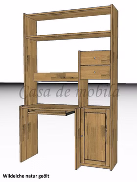 Massivholz Schreibtisch-Regal Eiche Wildeiche massiv CONTRA casademobila Massivholz Schreibtisch-Regal Eiche Wildeiche massiv CONTRA casademobila